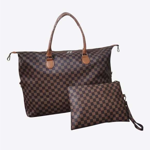 Checkered Two-Piece Bag Set - Picture 1 of 6